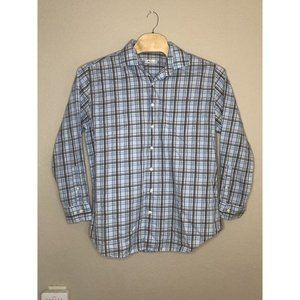 Peter Millar Men's Blue Black Plaid Long‎ Sleeve Button Down Modern Shirt XL